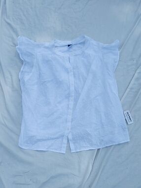 Old Navy White Swiss Dot Button-Front Blouse Size XS